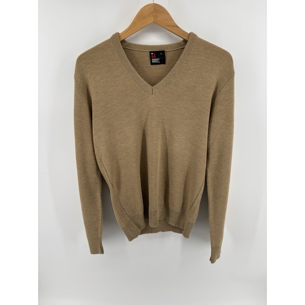 Vintage Robert Bruce Wool V-Neck Sweater Sz L USA ILGWU Tag GrandpaCore Dadcore